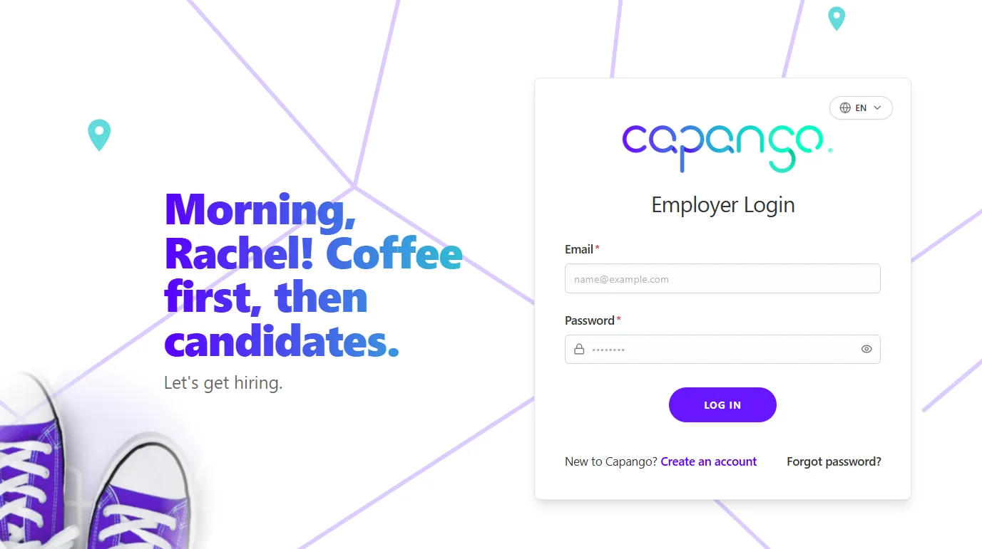 The Capango sign-in page