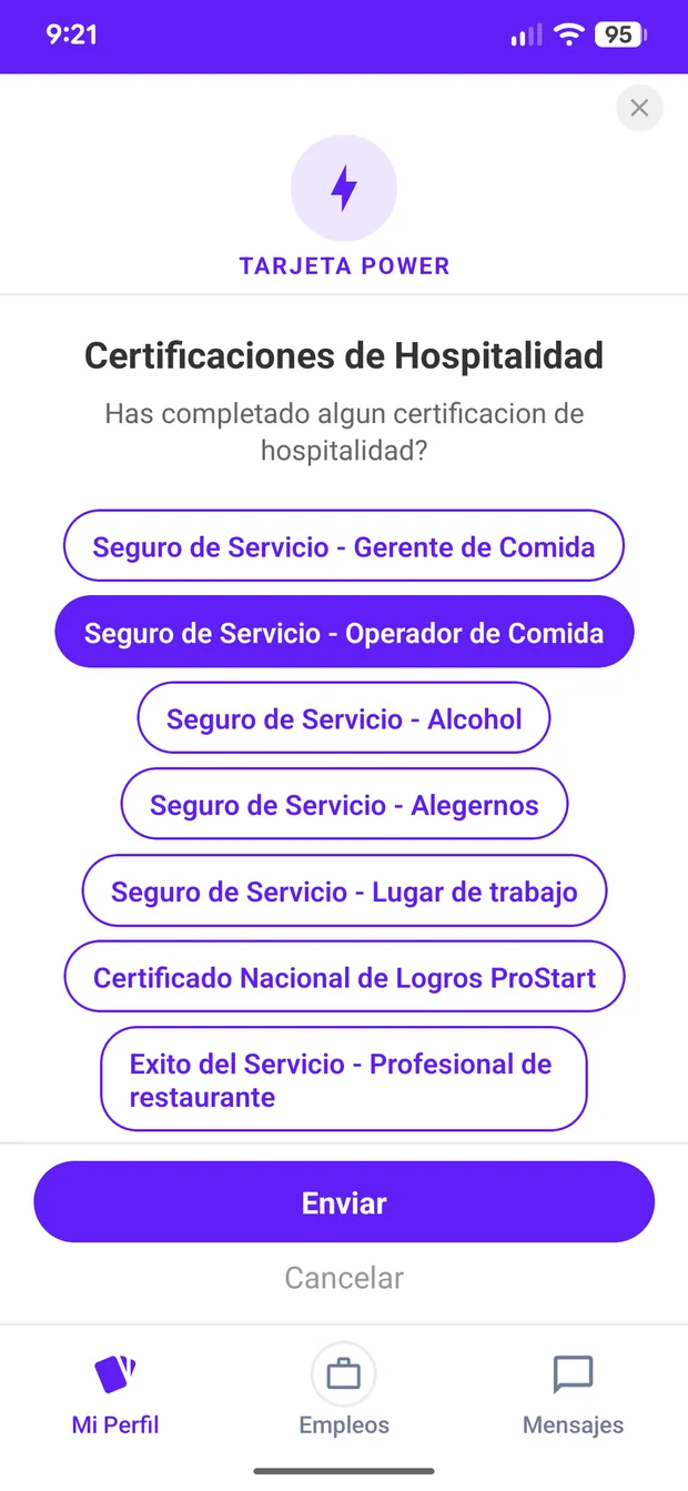 Agregando certificaciones ServSafe en la app de Capango