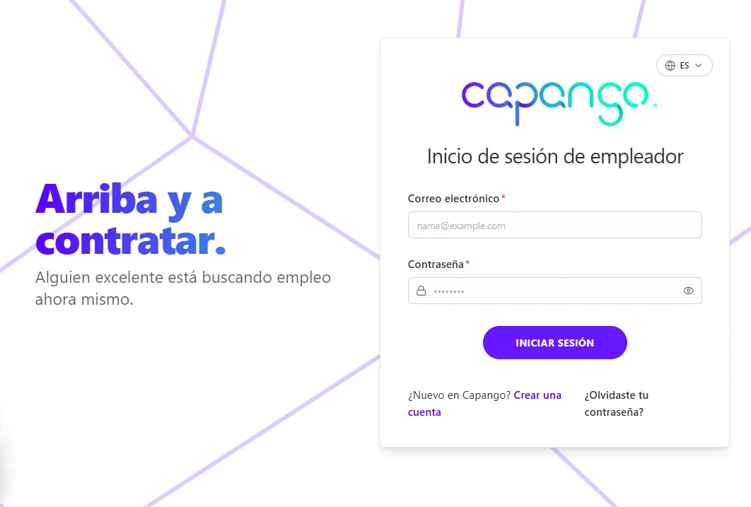La página de inicio de sesión de Capango