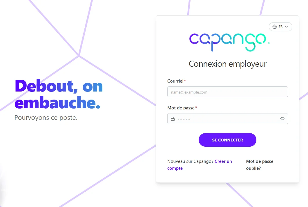 La page de connexion Capango