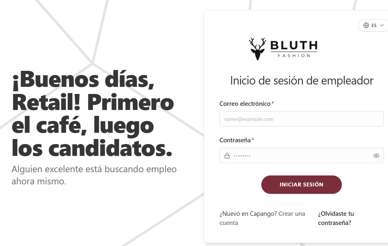 A branded sign-in page in Spanish